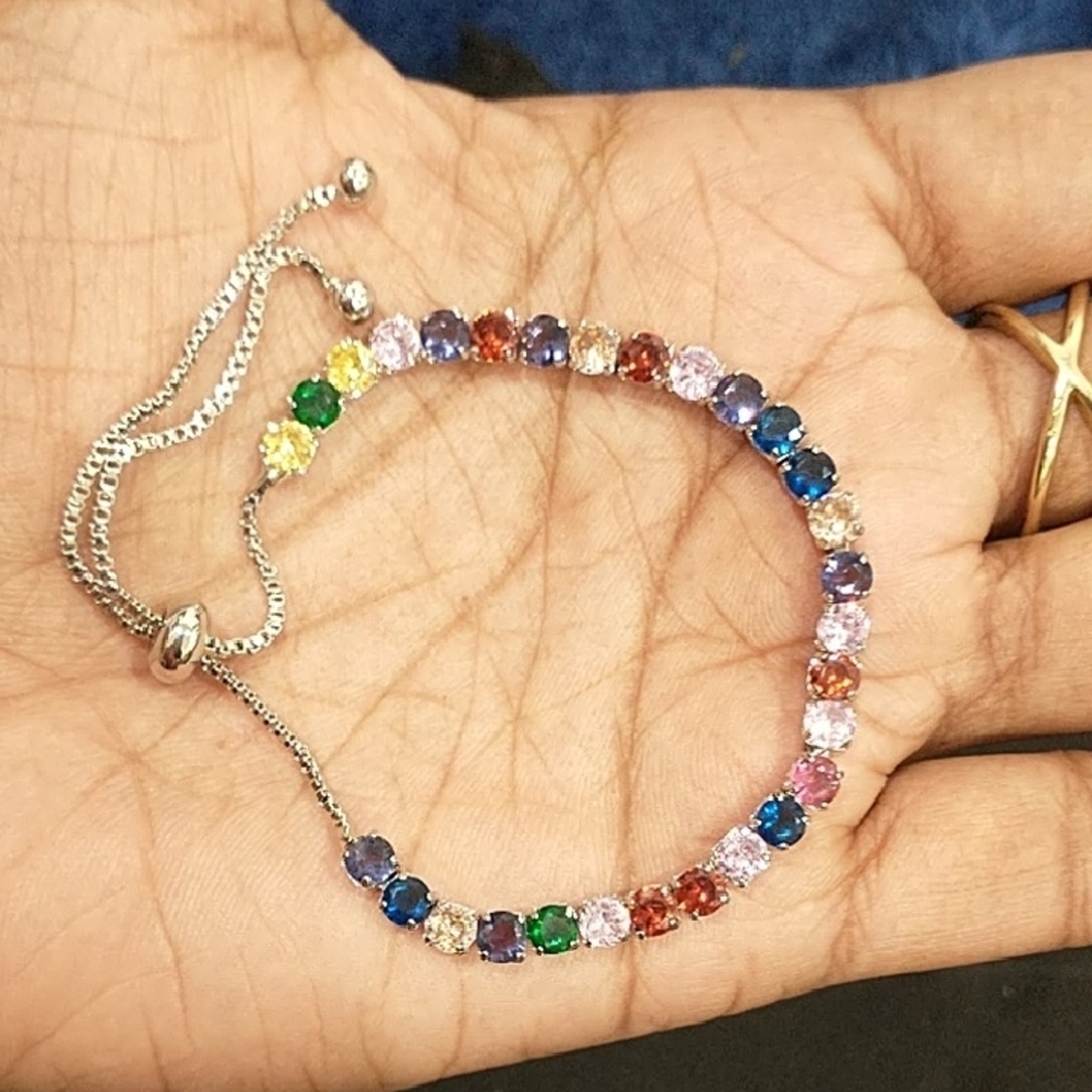 Mystique Boutique Multicolor Crystal Tennis Slider Bracelet